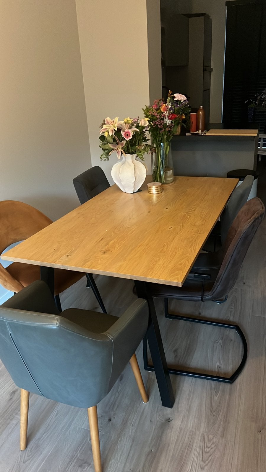 Eettafel en 4 stoelen, Ophalen, Gebruikt, 50 tot 100 cm, 150 tot 200 cm