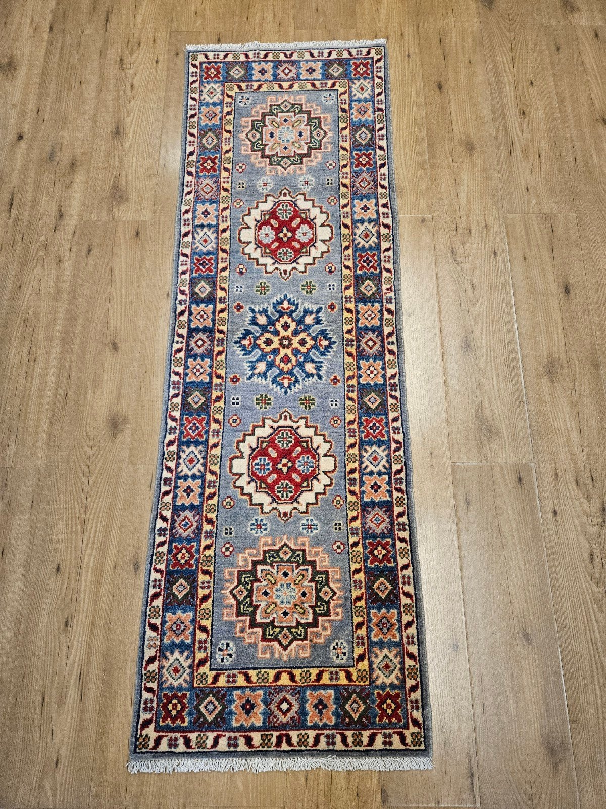 Handgeknoopt oosters wollen tapijt loper kazak 191x62, Info@SlatsAntiek.nl, Perzisch, Vof Slats Antiek, 150 tot 200 cm