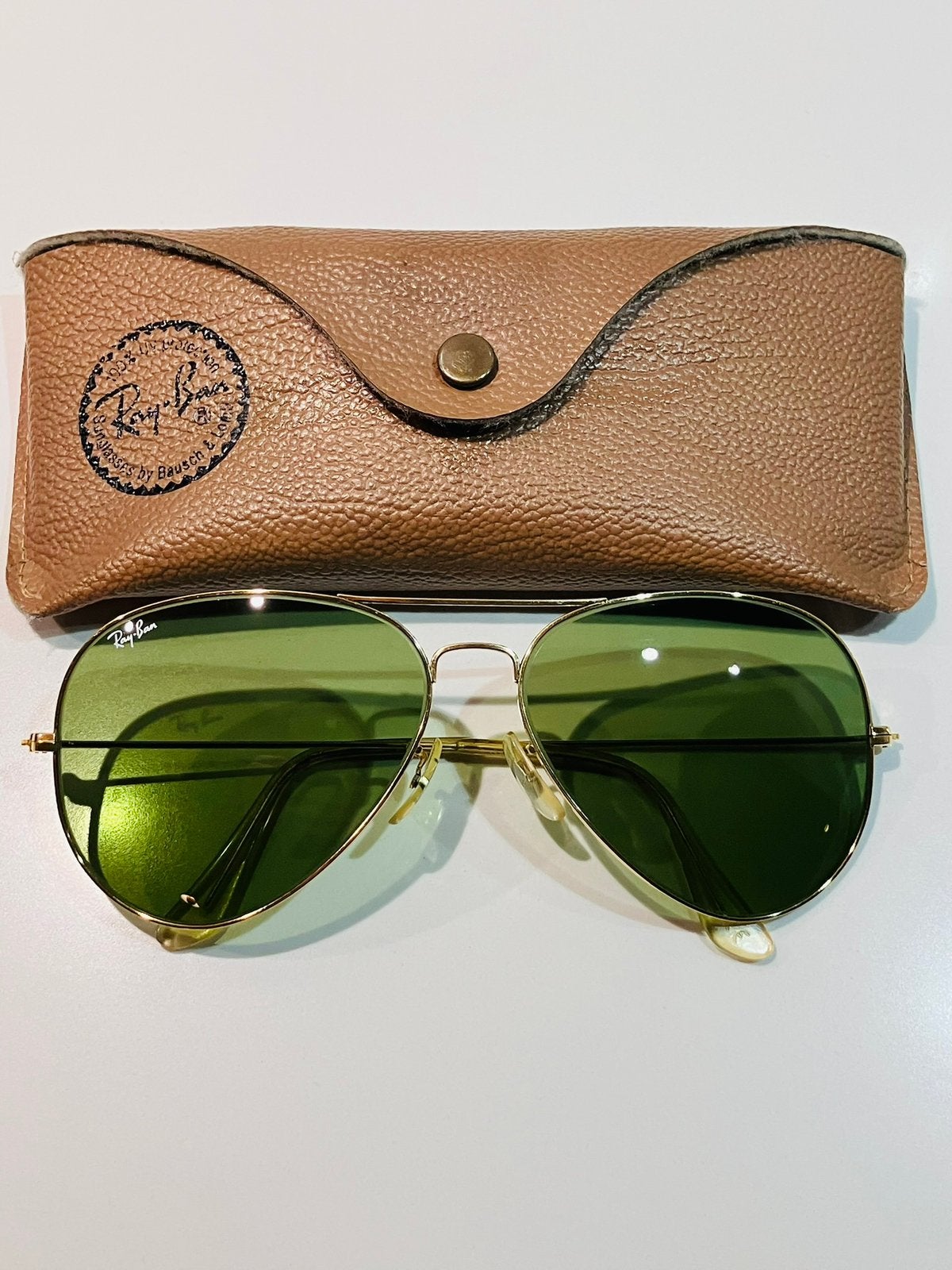 Vintage Bausch & Lomb Ray-Ban Aviator – Arista Gold G-15, Ophalen of Verzenden, Zo goed als nieuw, Ray-Ban