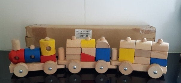 IKEA Tufftuff houten trein met blokken, TUFF TUFF, SINT kado, Kinderen en Baby's, Ophalen of Verzenden, Nieuw, Overige typen