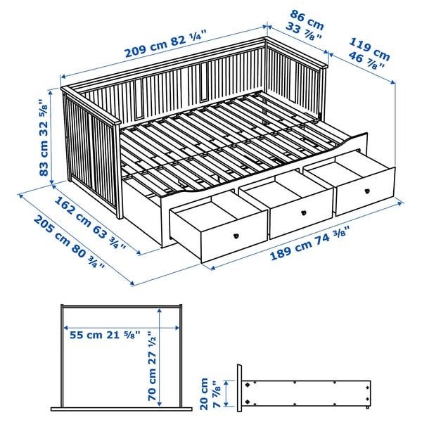 IKEA Hemnes bedbank met 2 matrassen, Ophalen, Gebruikt, Wit, Tweepersoons