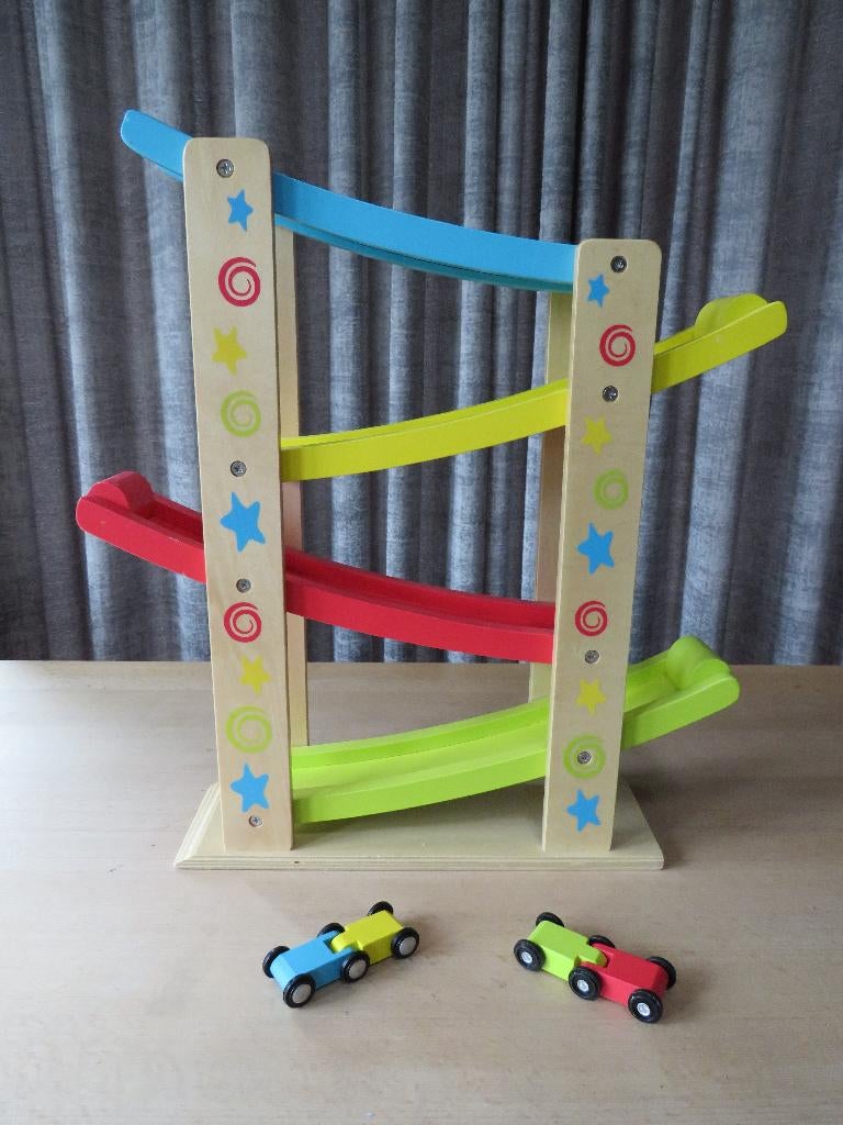 New Classic Toys houten autobaan / jodelbaan, Kinderen en Baby's, Speelgoed | Houten speelgoed, Zo goed als nieuw, Overige typen