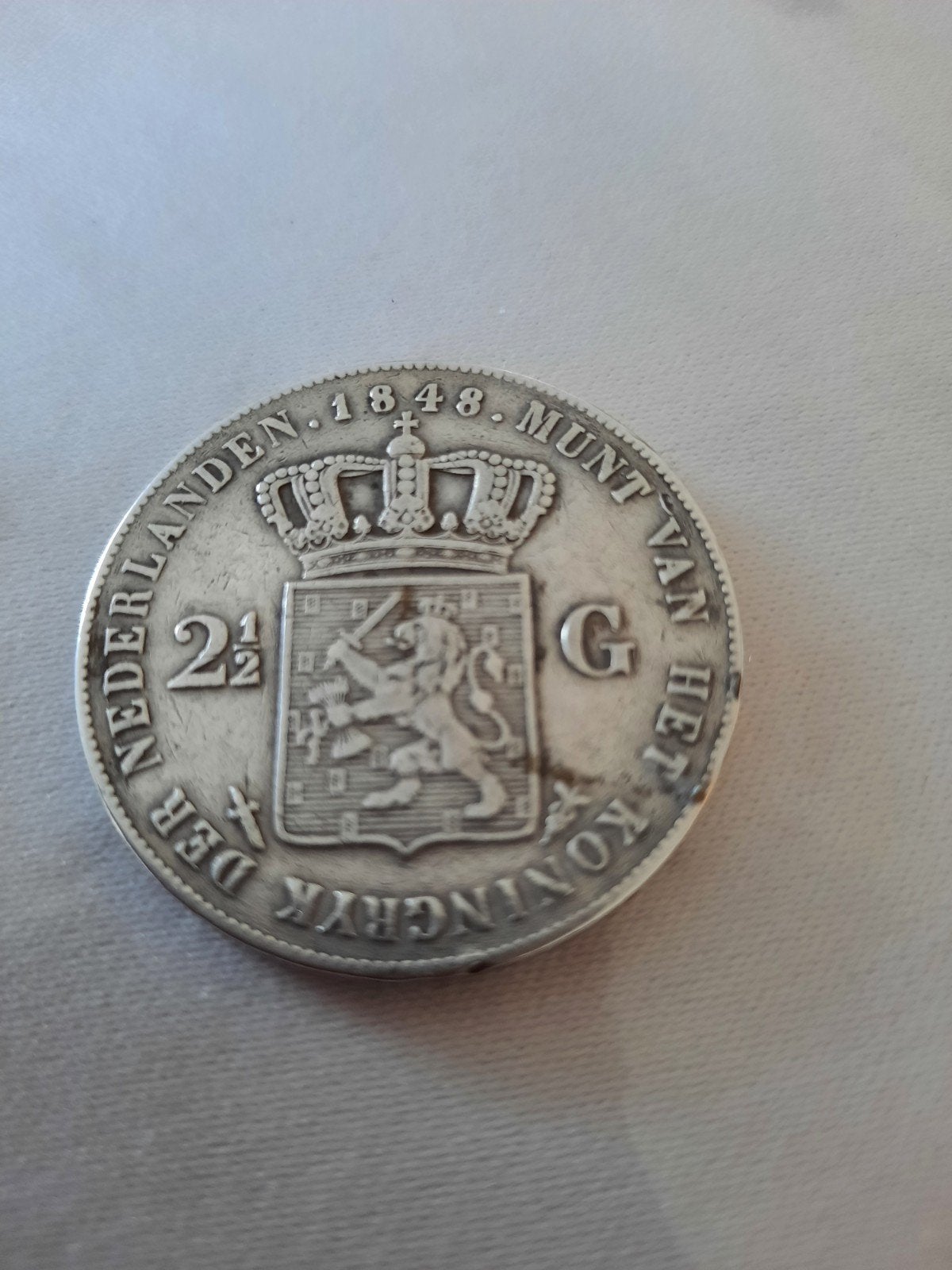 Zilveren munt 2½ Gulden Willem II uit 1848, 25 gram, Ophalen of Verzenden
