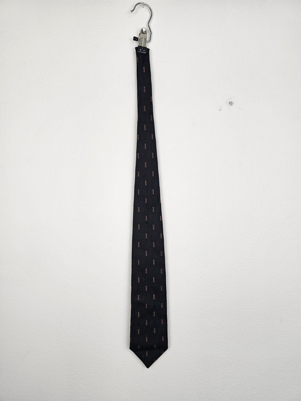 vintage Altio stropdas - Zwart met oranje patroon - Made i, Zwart, Ophalen of Verzenden, Met patroon, Altio
