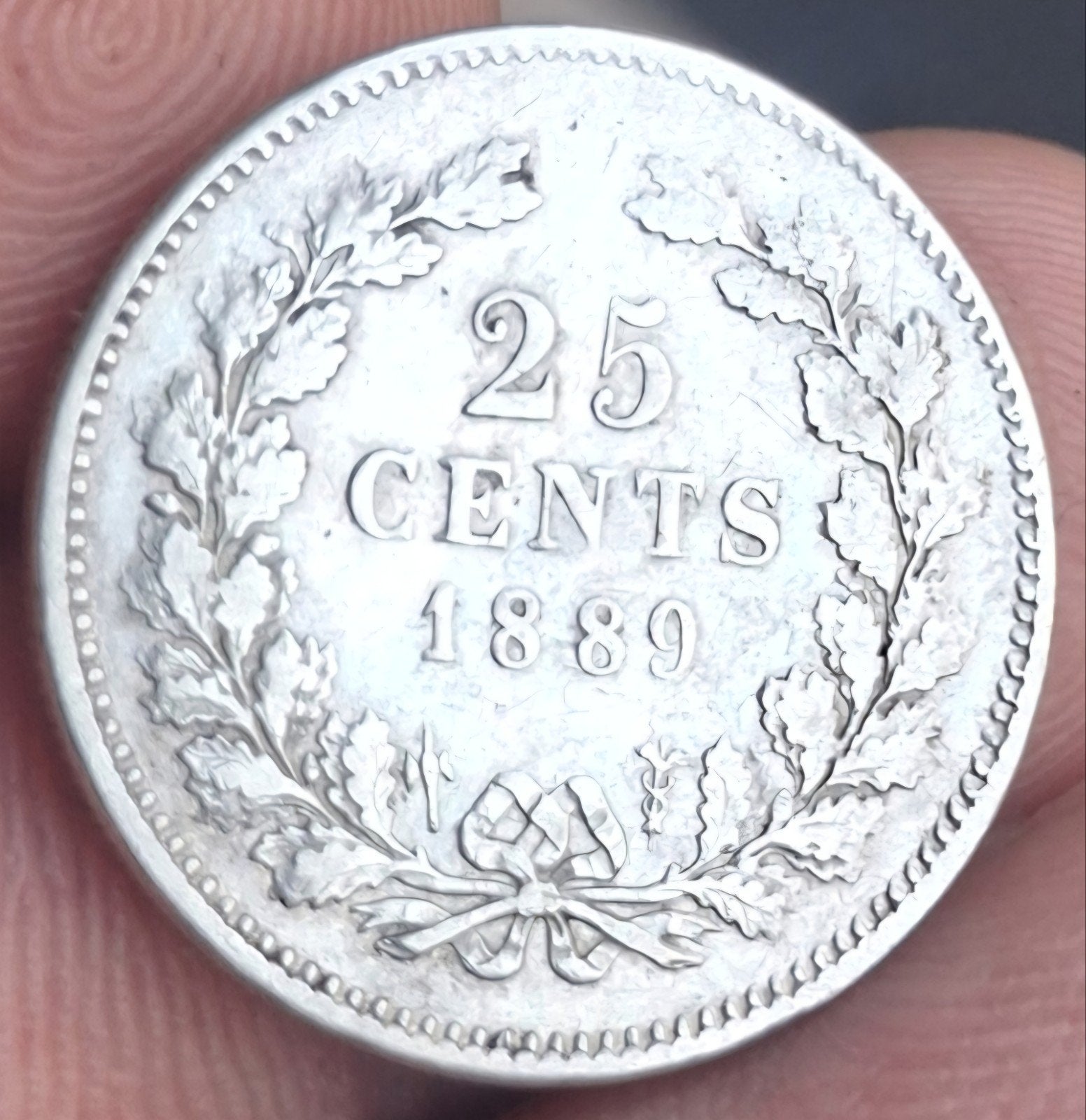 25 cent - 1889 - Willem III - zilver - zeldzaam - top munt !, Postzegels en Munten, Munten | Nederland, Koning Willem III, Zilver