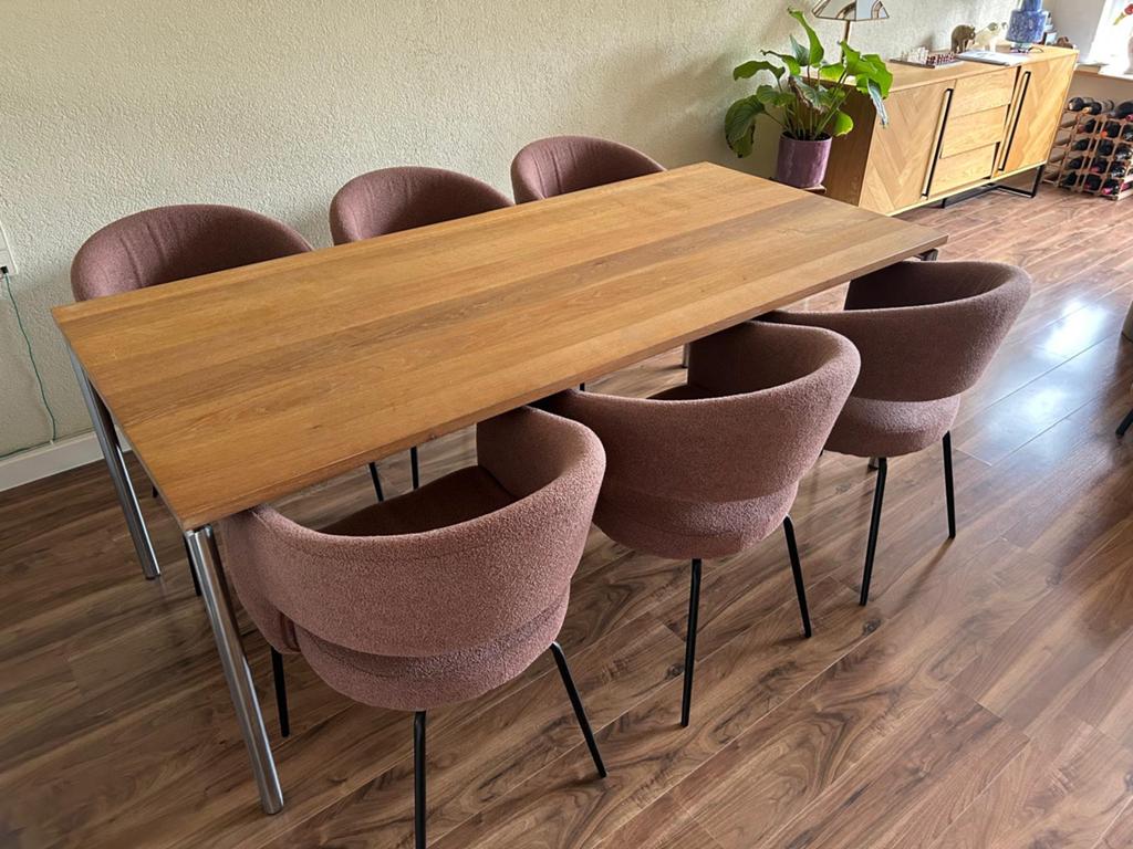 Design eettafel  200x90, Ophalen, Eikenhout, 200 cm of meer, 50 tot 100 cm