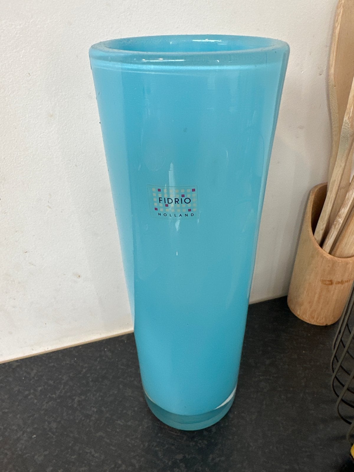 Fidrio Holland Cilinder Vaas - Blauw Glas 27 cm, Ophalen of Verzenden