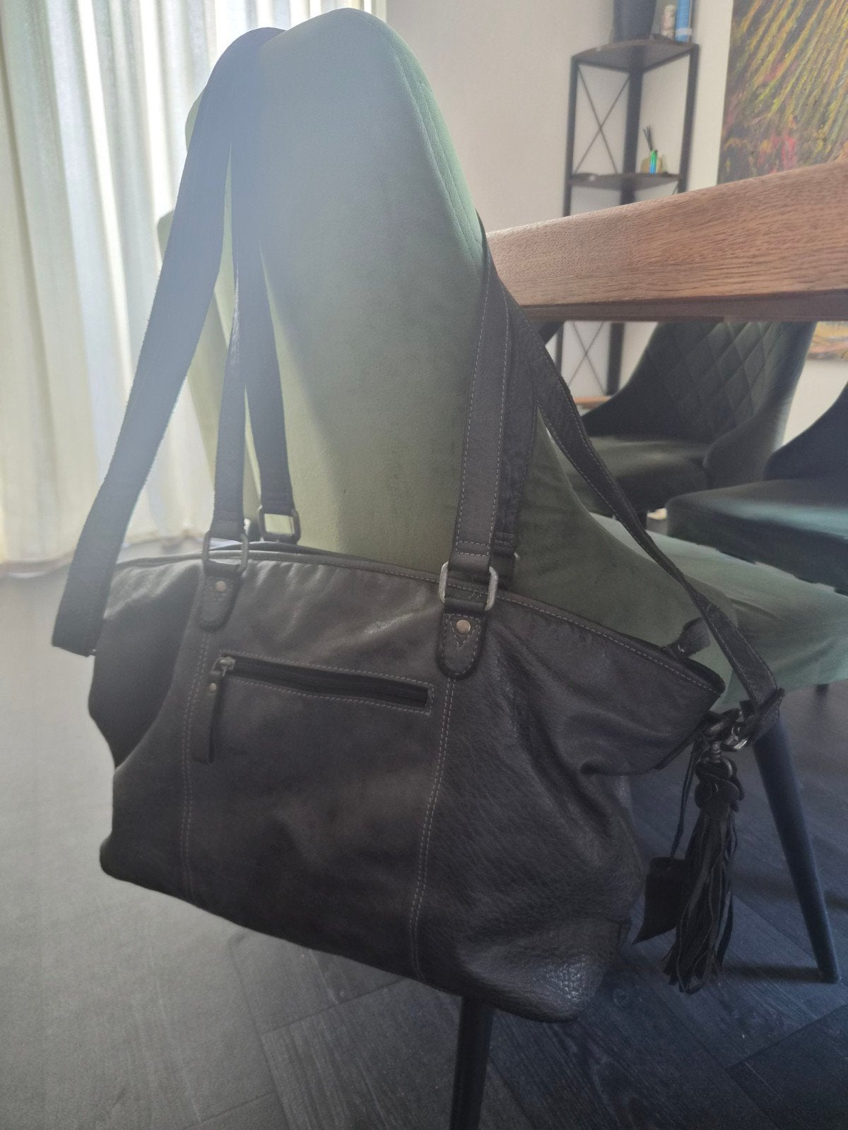 Bag2Bag Leren Shopper/Schoudertas - Grijs/Antraciet, Ophalen of Verzenden, Zo goed als nieuw, Grijs, Shopper