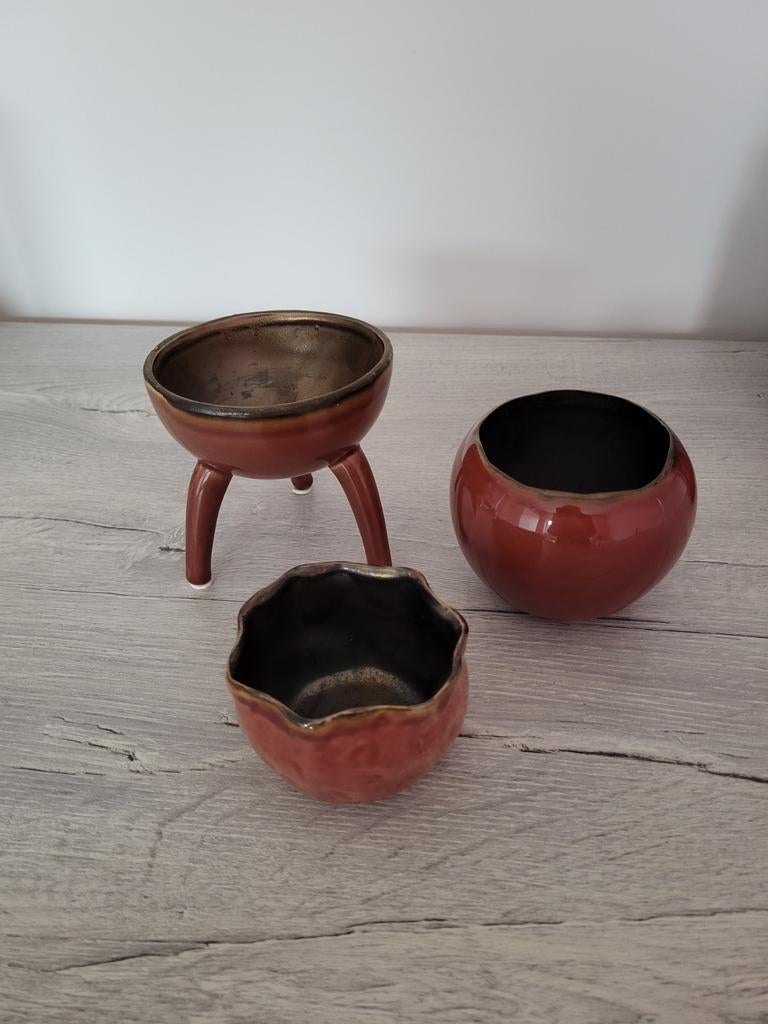 Brynxz Keramiek Set (3-delig) Bruin/Rood Landelijk, Ophalen of Verzenden