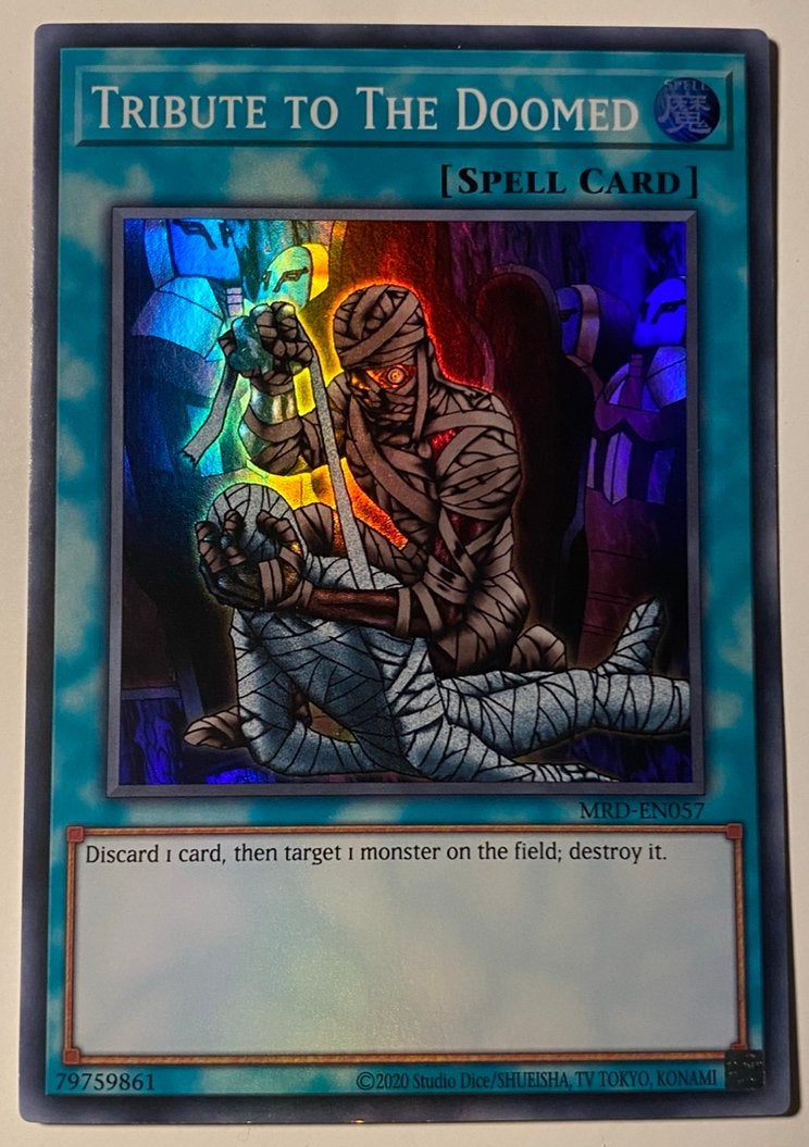 Yu-Gi-Oh! Tribute to the Doomed MRD Print !, Ophalen of Verzenden, Zo goed als nieuw, Losse kaart, Foil