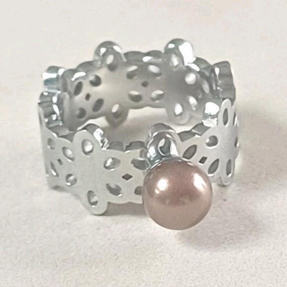 Zilverkleurige Melano twisted SAMPLE ring 56 + pearl, Sieraden, Tassen en Uiterlijk, Ringen, Verzenden