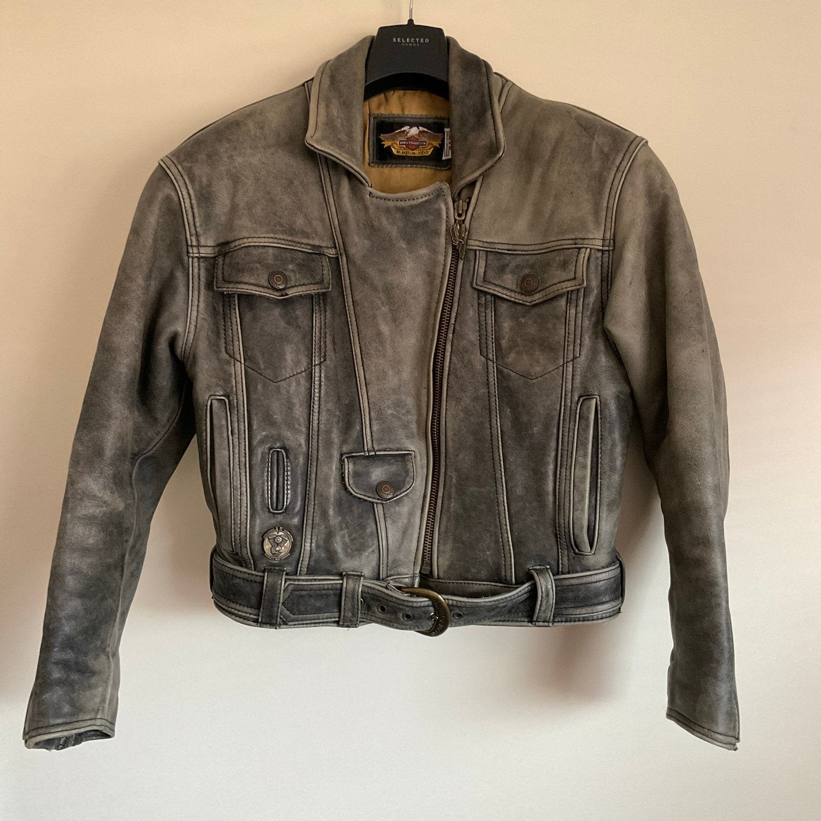 HARLEY DAVIDSON LEREN HEREN JAS GRIJS MAAT M, Ophalen of Verzenden, Tweedehands, Heren, Jas | leer