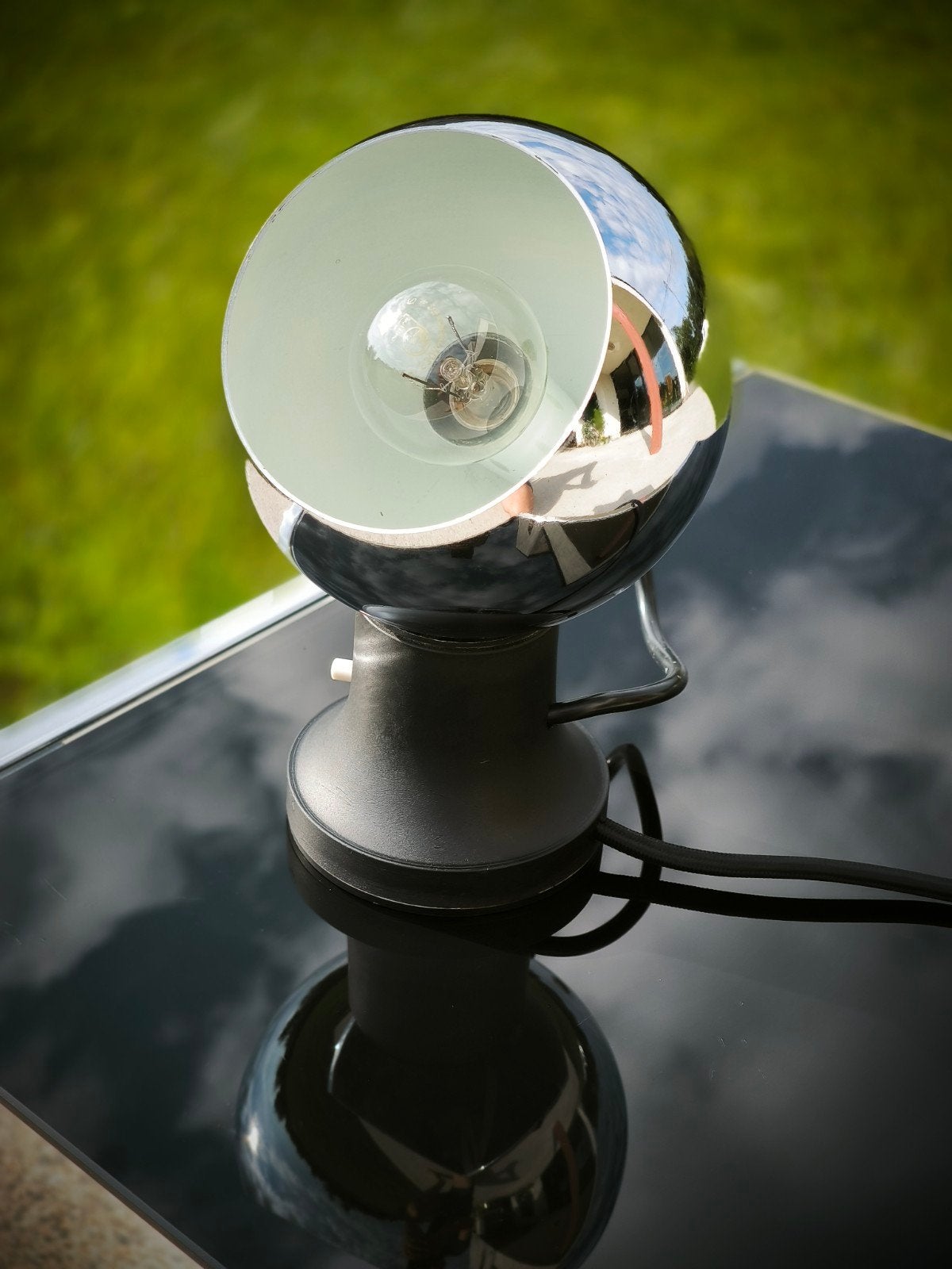 Space Age chromen verstelbare bedlamp, jaren 70, Ophalen of Verzenden, Zo goed als nieuw, Minder dan 50 cm