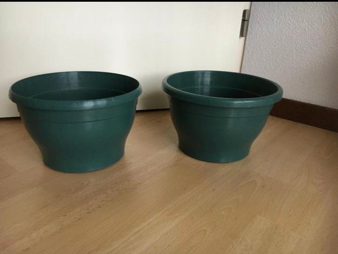 bloempotten plantenpotten 2st groen kunststof diam 25 x H16, 25 tot 40 cm, Kunststof, Rond, Ophalen of Verzenden