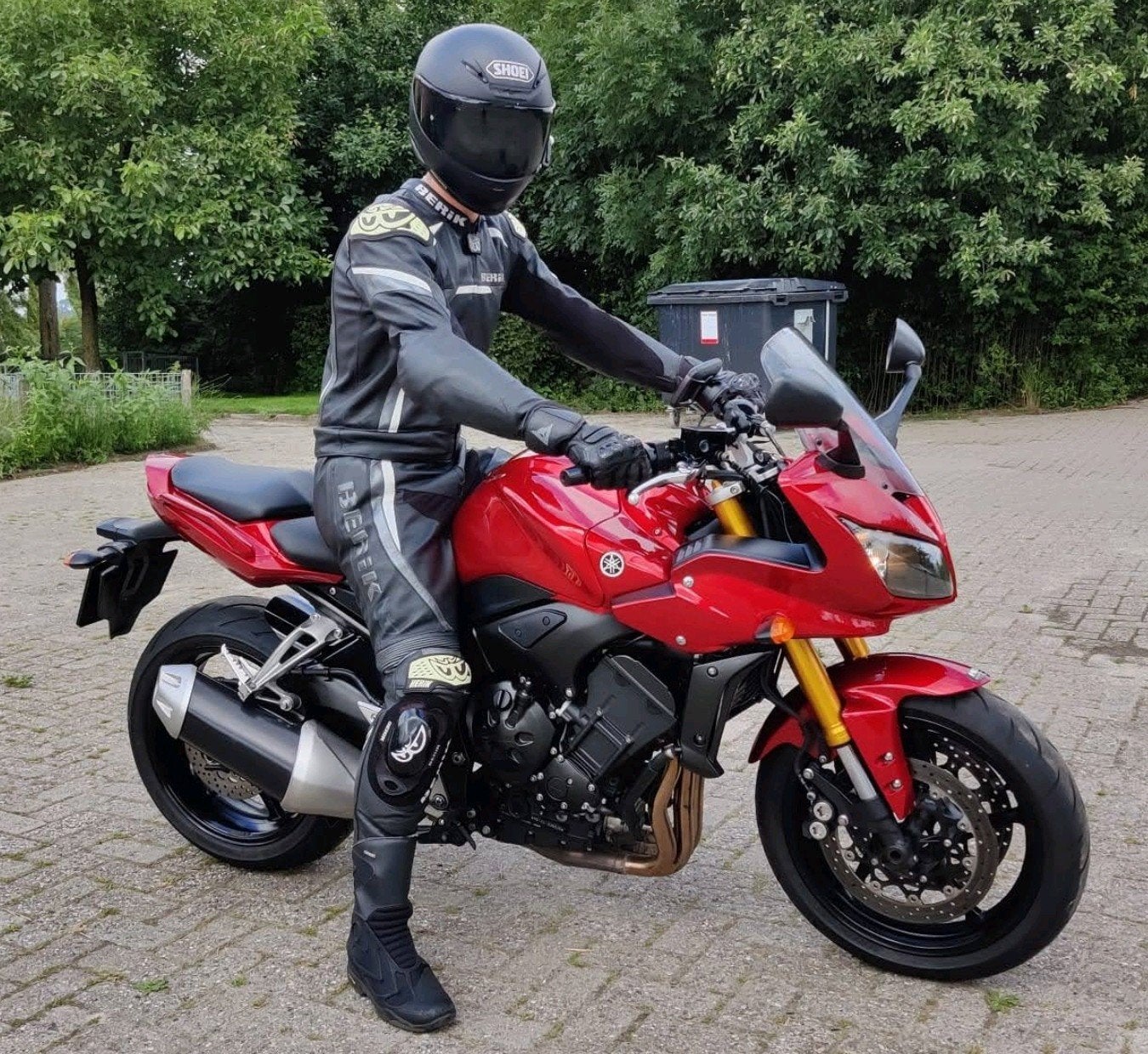 Berik leren 2-delig motorpak, zwart, Ophalen, Tweedehands, Combipak, Berik