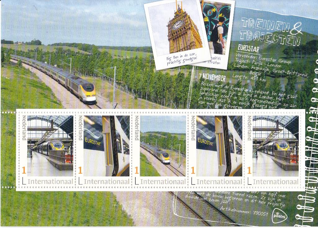 Treinen & Trajecten – Eurostar - MNH, Postzegels en Munten, Postzegels | Nederland, Verzenden, Na 1940, Postfris