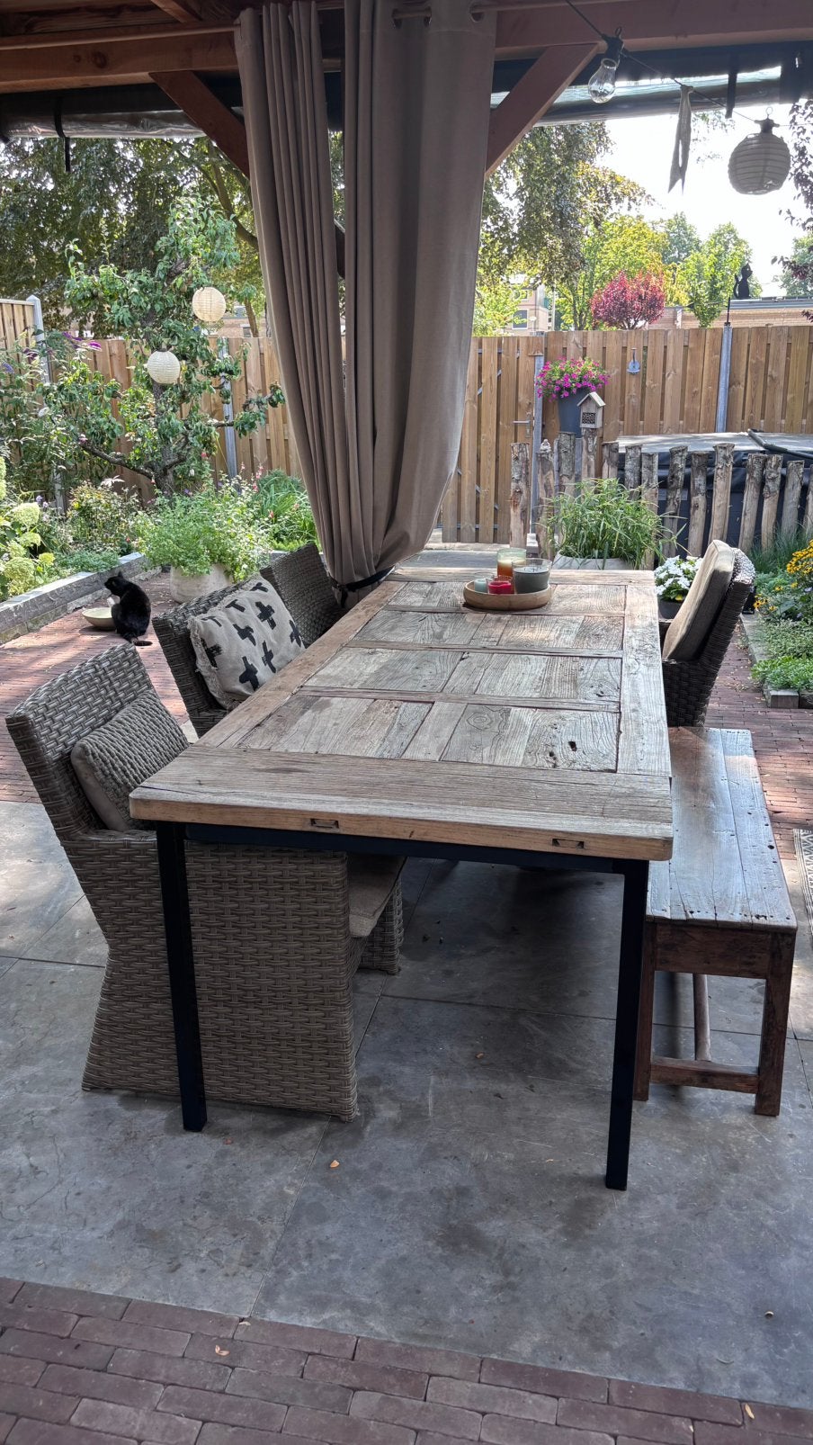 Grote tafel met stoelen Wicker, Ophalen, Zo goed als nieuw, Wicker, Tuinset