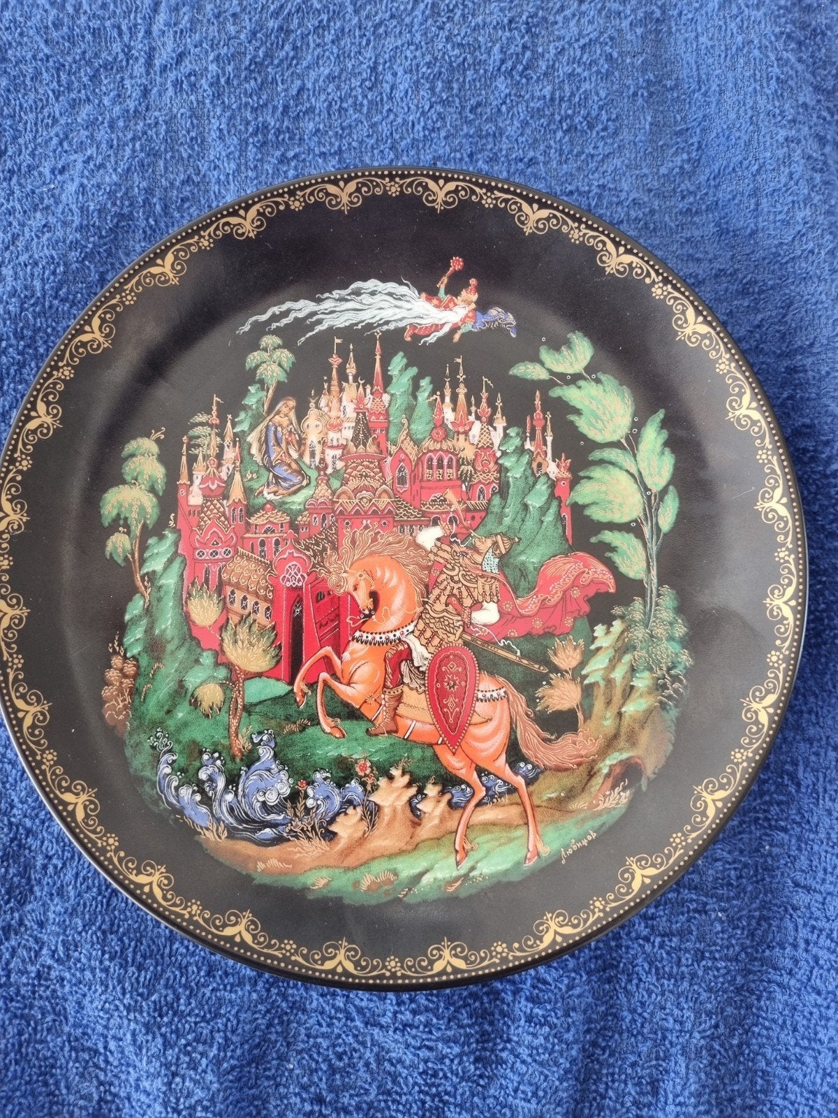 Vintage Russische decoratieve wandplaat - Ruslan en Ludmila, Ophalen of Verzenden