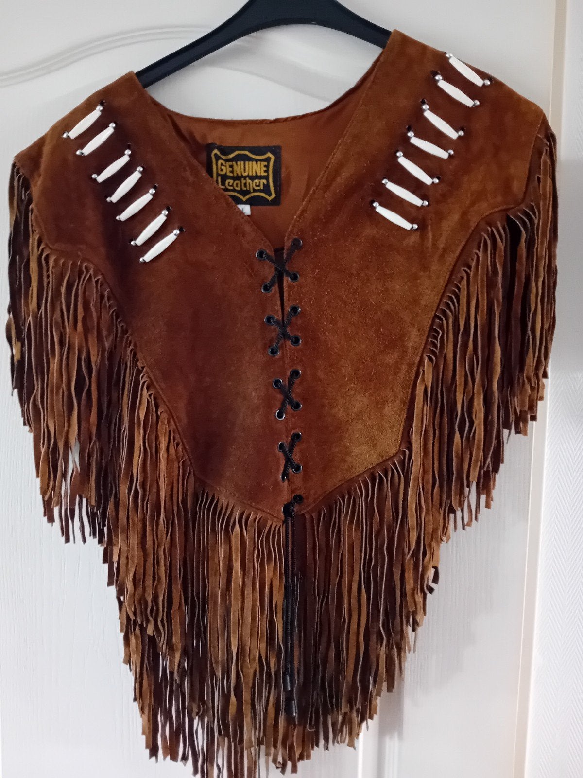 Echt leren western poncho met franjes, Onbekend, Ophalen of Verzenden, Zo goed als nieuw