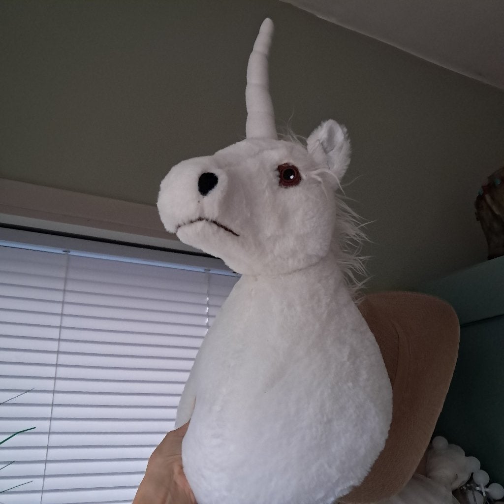 Witte eenhoorn wand decoratie unicorn kop   0708, -, -, Ophalen of Verzenden, Zo goed als nieuw