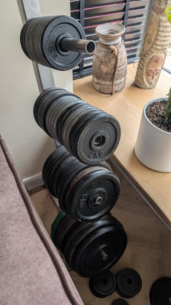 Complete Home Gym Set 223kg: Halters, Gewichten en Stang, Ophalen, Gebruikt, Benen, Dumbbell