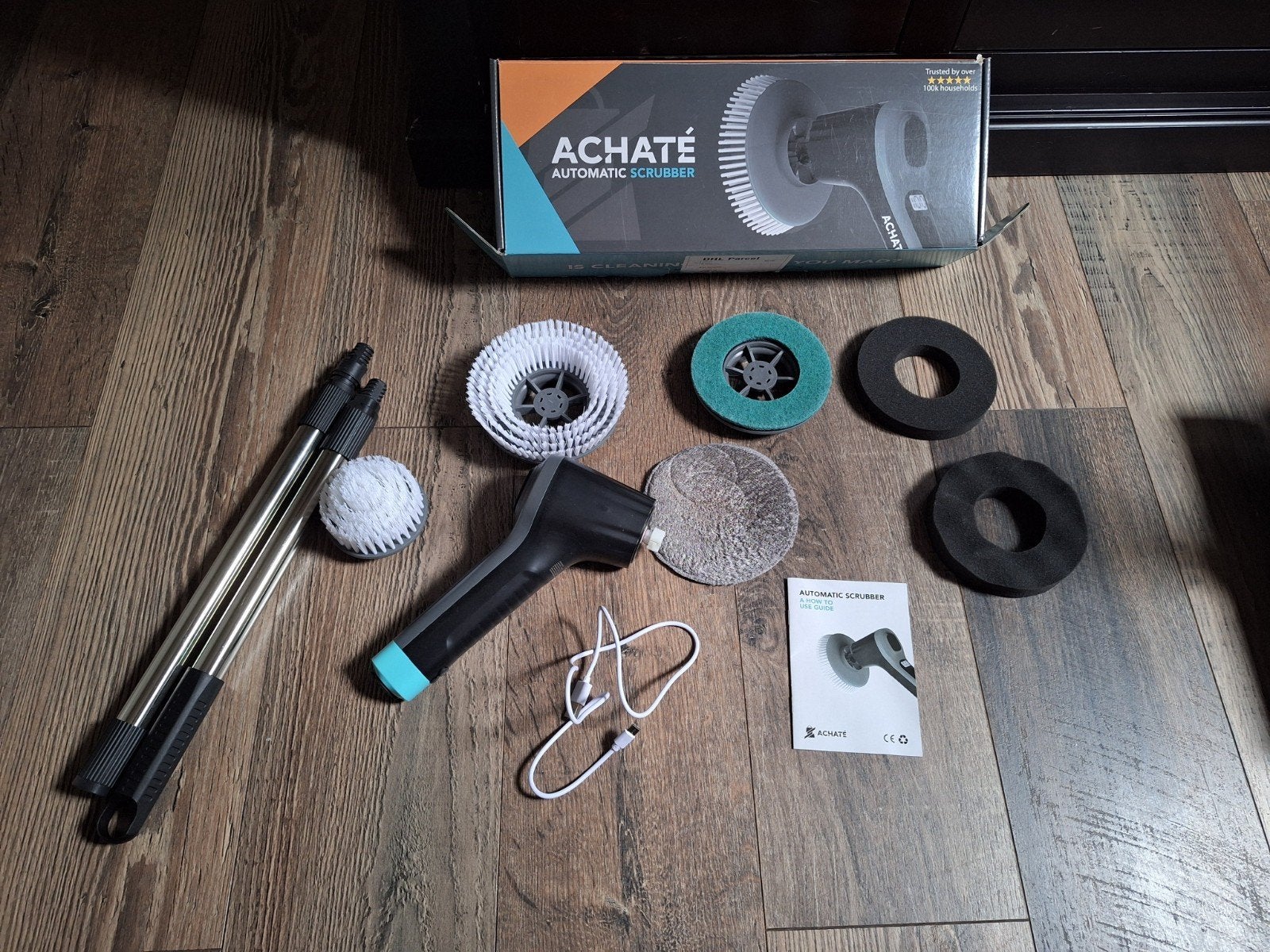 ACHATÉ Automatische Schrobber met Diverse Opzetstukken, Ophalen of Verzenden, Bezem of Borstel