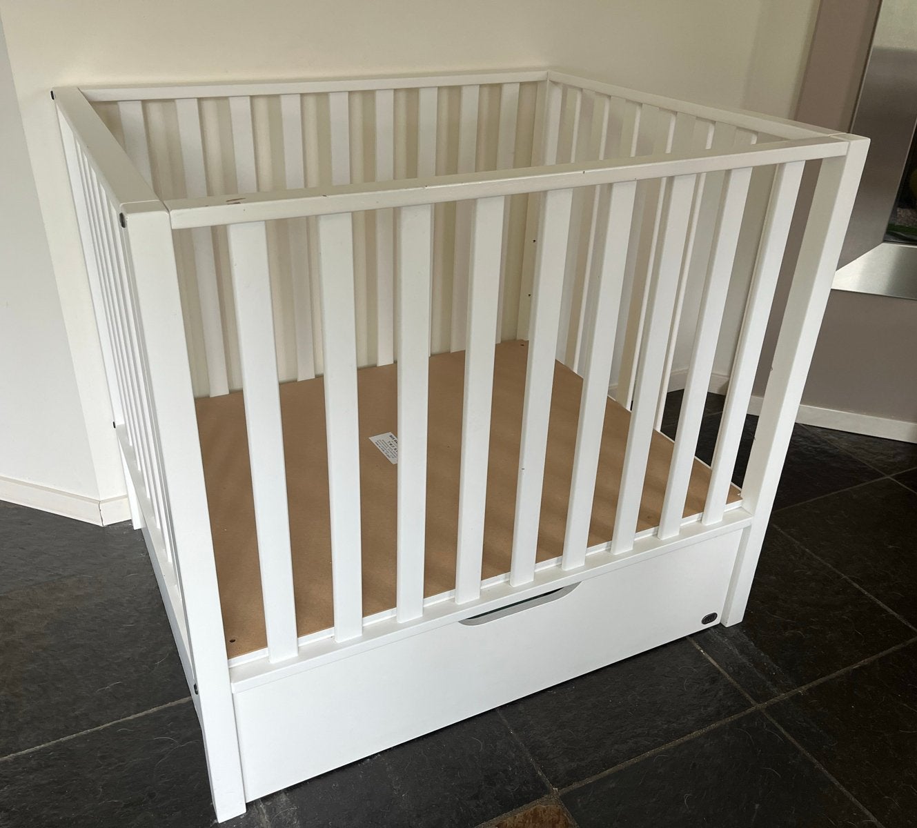 Witte box met lade, verstelbaar, Kinderen en Baby's, Ophalen, Gebruikt, Rechthoekig, In hoogte verstelbaar
