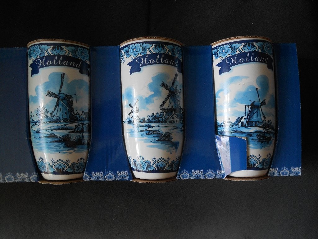 3 Holland bekers blauw molens Ter Steege, Ophalen, Nieuw, Mok, Overige stijlen