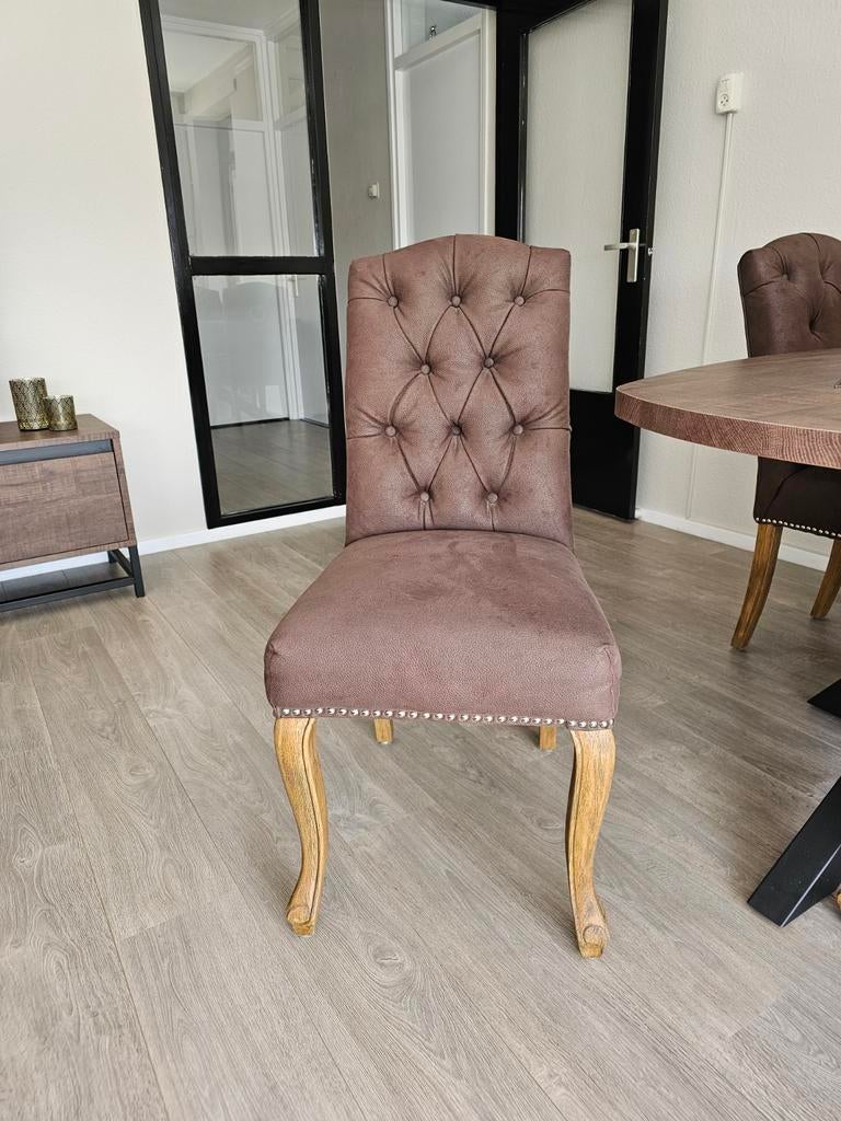 4 Eetkamerstoelen - bieden, Huis en Inrichting, Stoelen, Gebruikt, Bruin, Klassiek, Ophalen of Verzenden