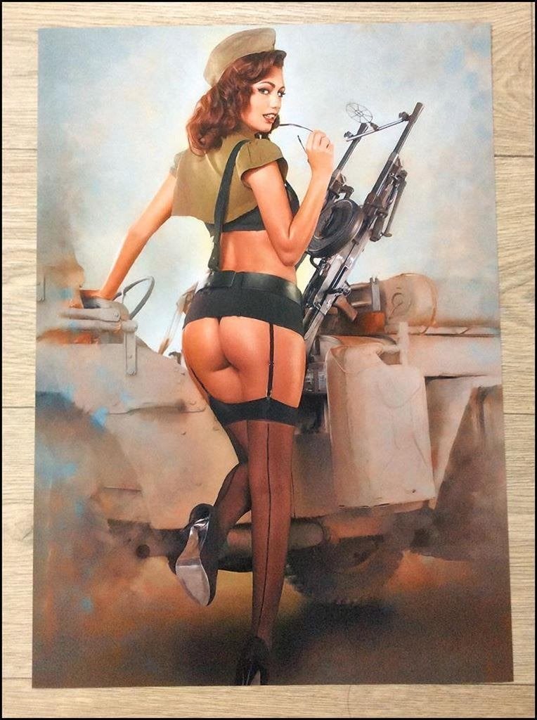WO2 Retro SEXY Leger Pin up Dame Willy\'s Jeep POSTER