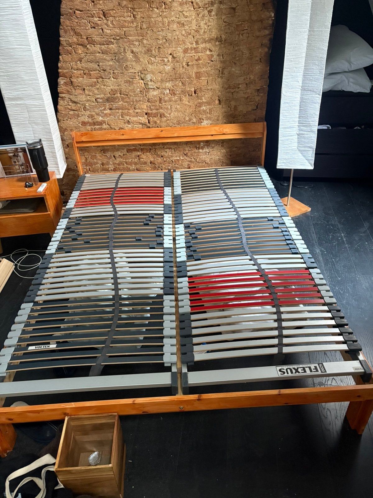 Ikea bedframe 140x200, Huis en Inrichting, Gebruikt, Tweepersoons, Bedbodem, 200 cm