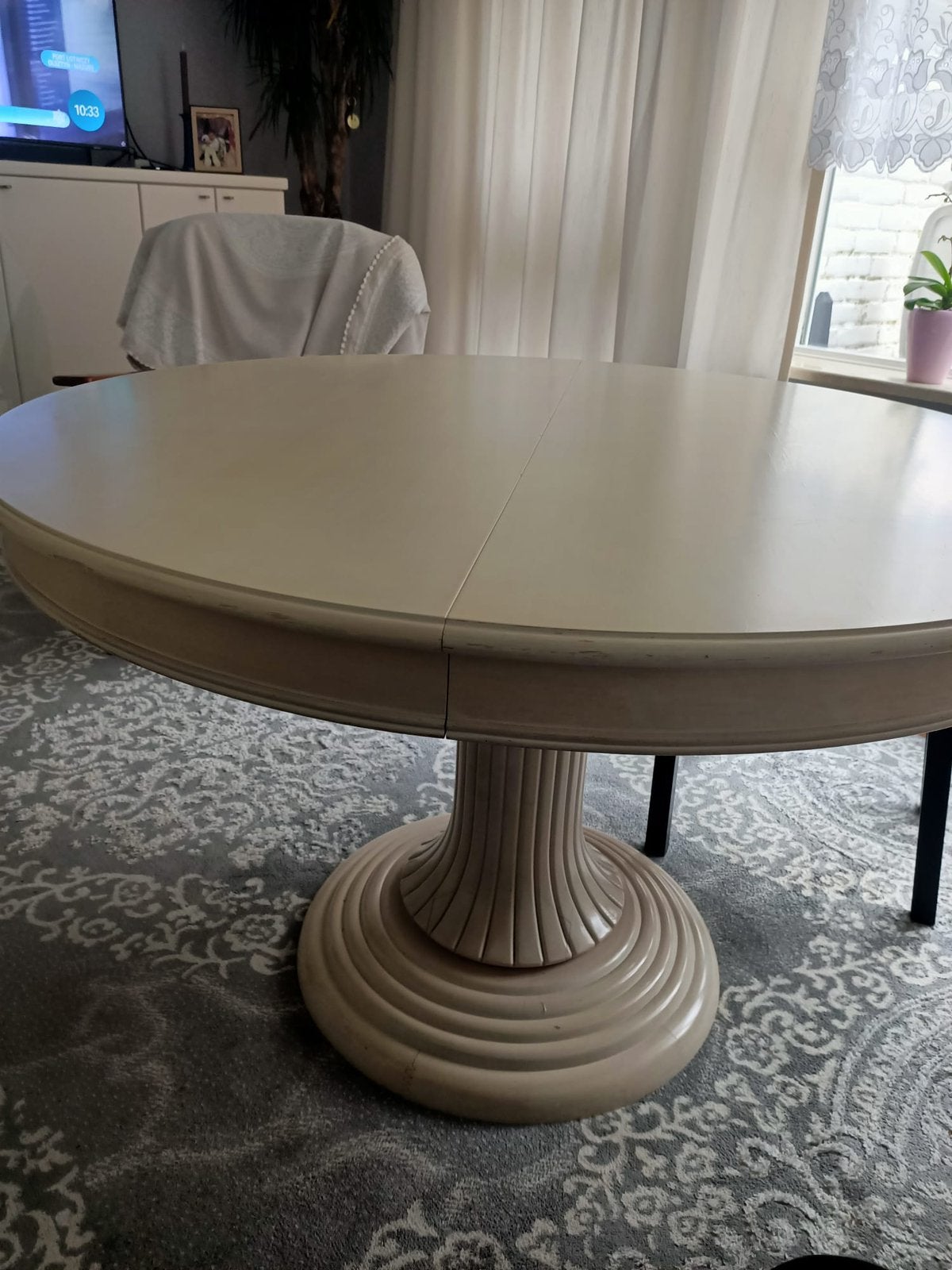 Ronde eettafel met voet, Ophalen of Verzenden, Rond, 100 tot 150 cm