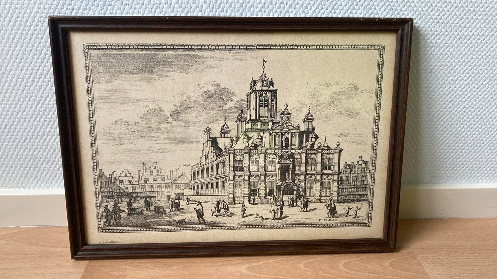 Het Stadhuis - P. Smitt et F. de Wit - Ets, Ophalen, Ets, Stadsgezicht, Gesigneerd