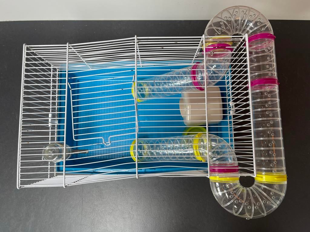 Ferplast hamsterhok met buizen en toebehoren, Dieren en Toebehoren, Kooi, Gebruikt, Minder dan 75 cm, Ophalen