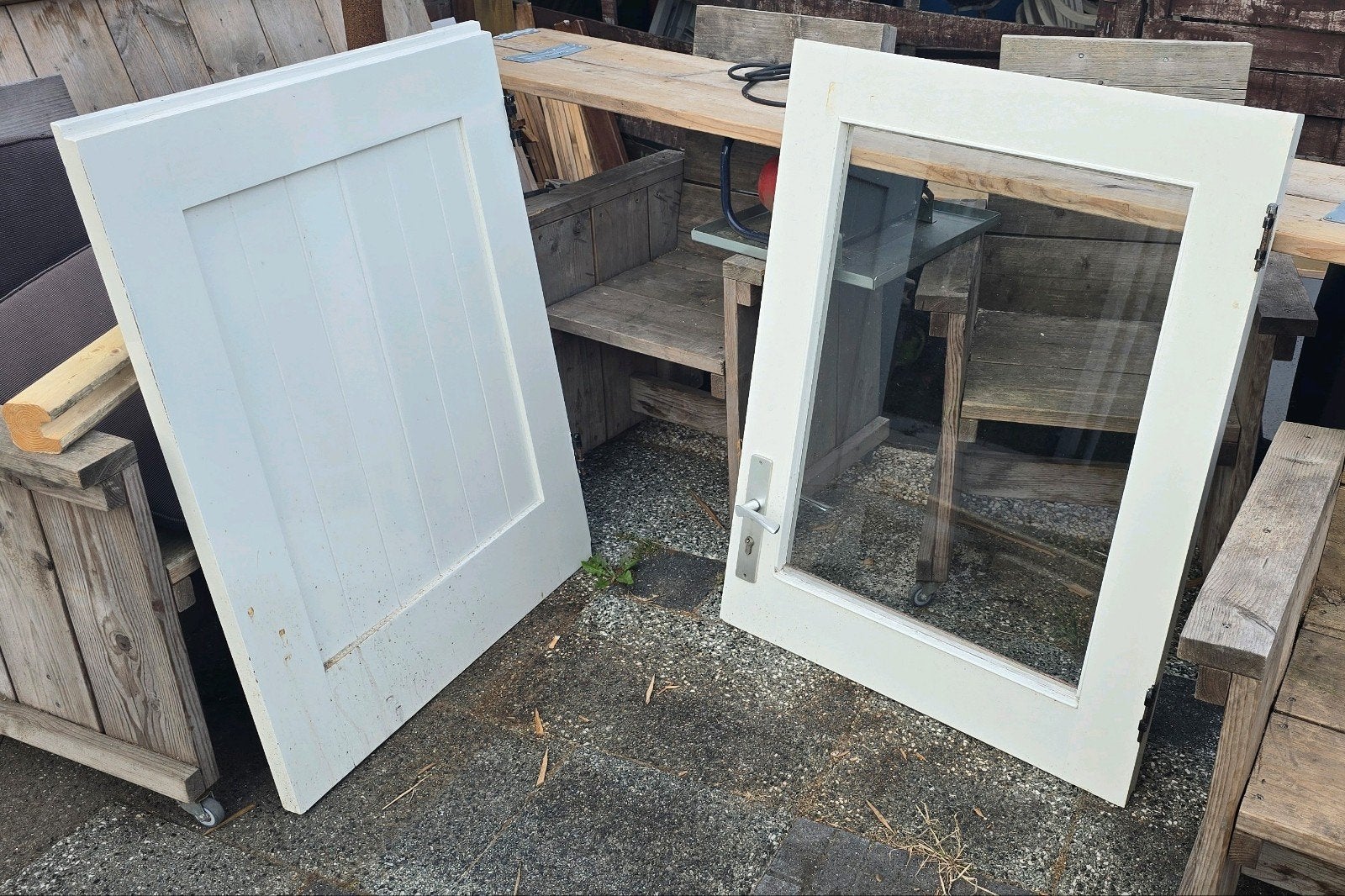 Staldeur met glas, Doe-het-zelf en Verbouw, Ophalen, Gebruikt, Minder dan 80 cm, Binnendeur