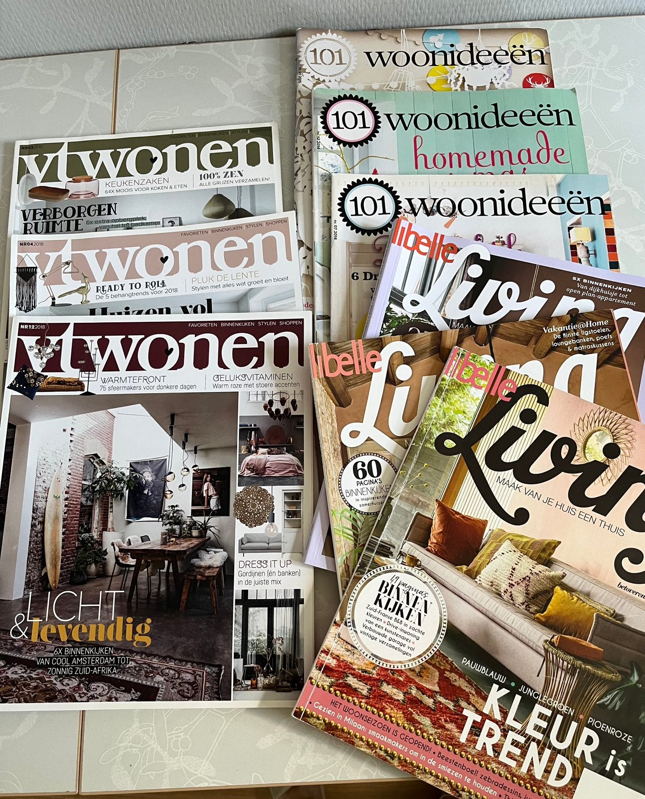 Woontijdschriften 9 stuks, Ophalen of Verzenden, 1980 tot heden, Tijdschrift