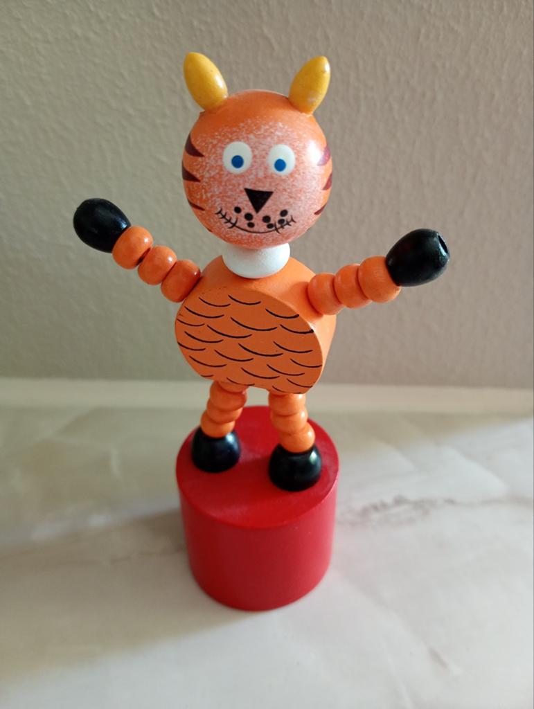 Houten drukpoppetje poes, Ophalen of Verzenden, Zo goed als nieuw