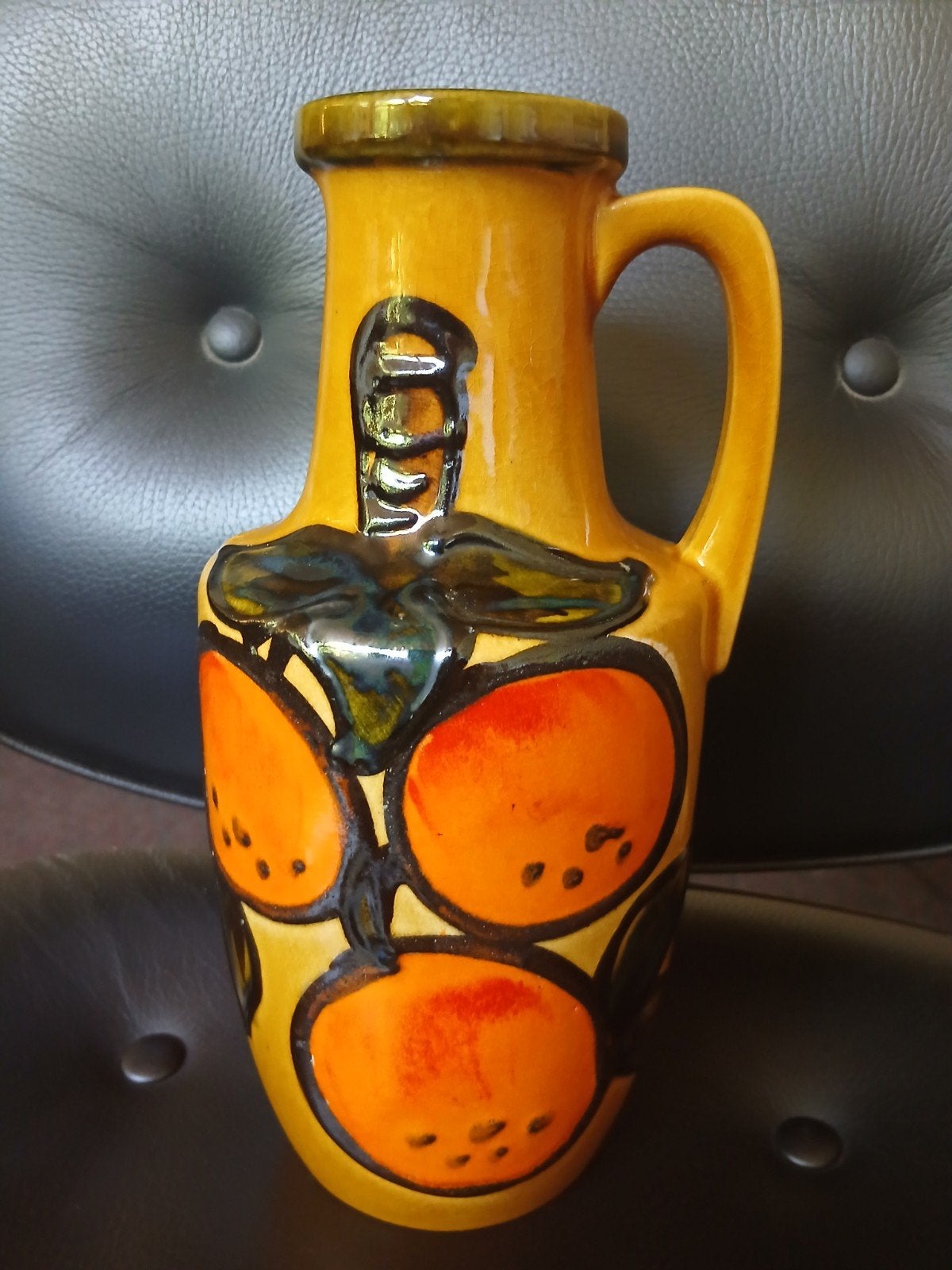 Vintage West Germany vaas 404-26, 26 cm hoog, oranje/bruin, Ophalen of Verzenden