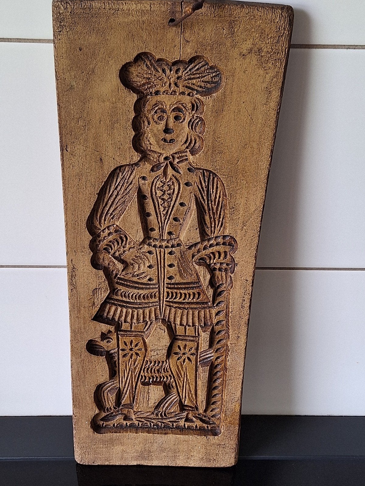 Antieke houten koekplank met figuur van man, Ophalen of Verzenden