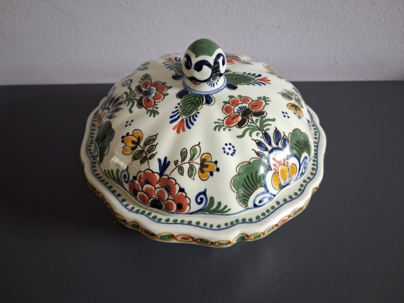 porseleyne fles bonbonniere dekschaal polychroom delft royal, Ophalen of Verzenden