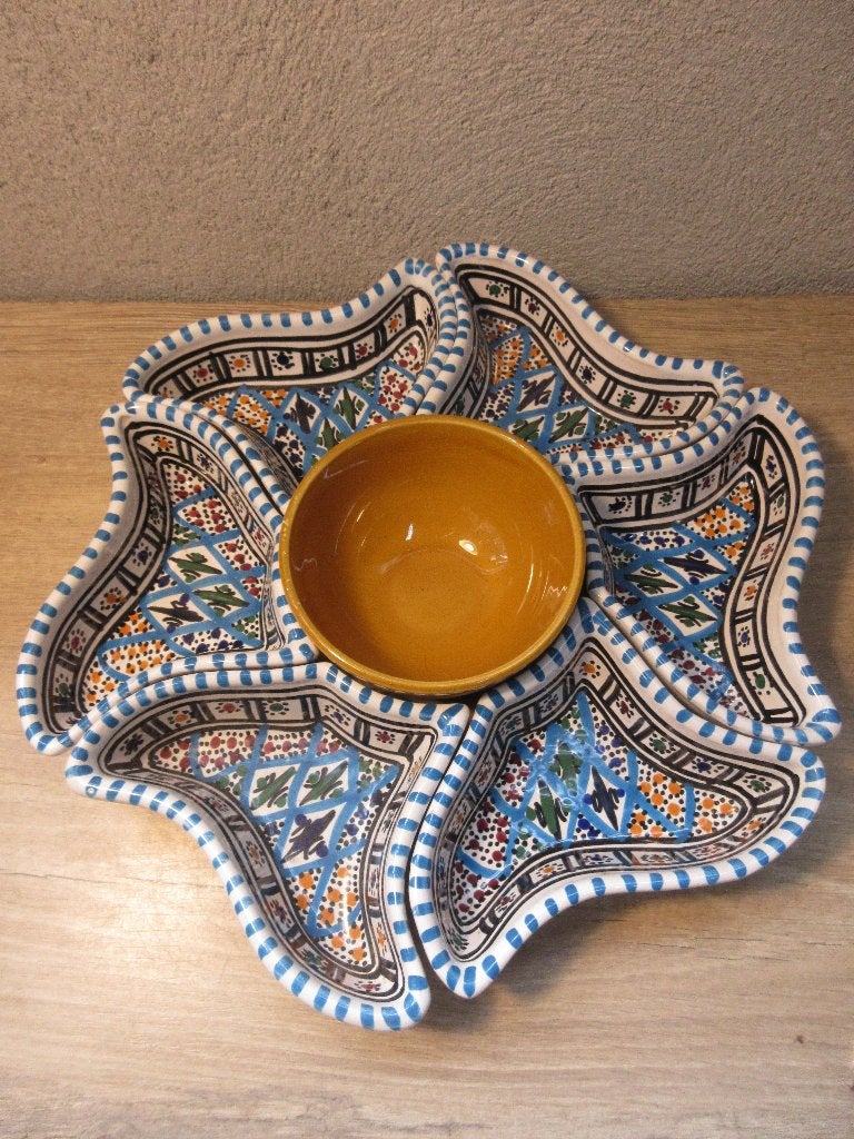 Tapasschaal met losse tapas schaaltjes, Gebruikt, Ophalen of Verzenden, Bord(en), Overige stijlen