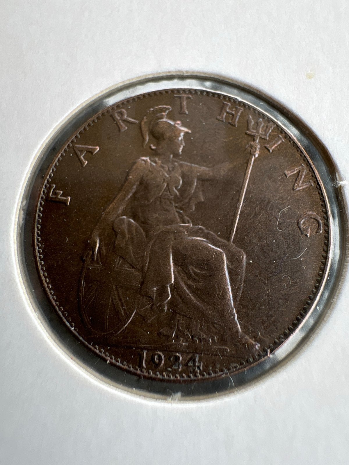 Farthing 1924 Britse Munt - George V, Ophalen of Verzenden, Overige landen, Losse munt