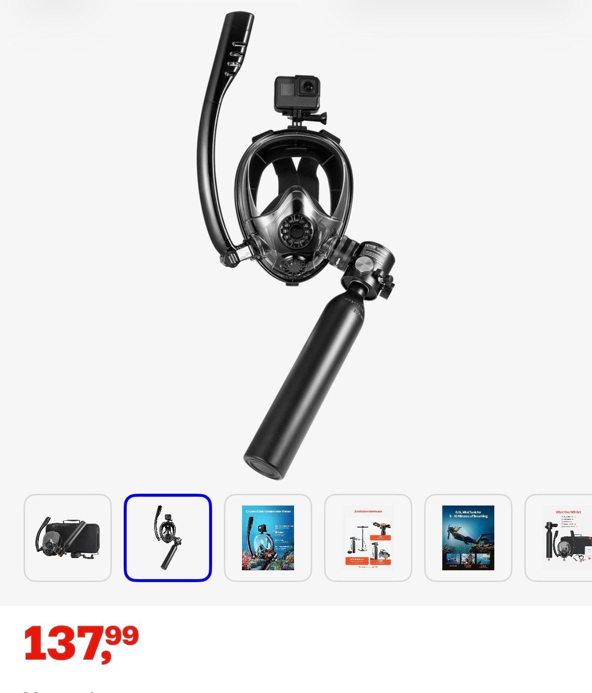 Volgelaats snorkelmasker met mini duikfles, Ophalen of Verzenden, Nieuw, Duikbril of Snorkel