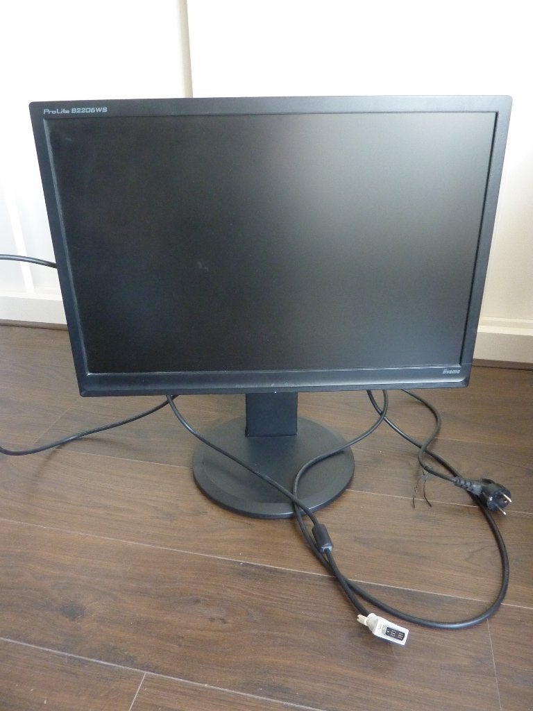 monitor Iiyama 22 inch, B2206WS-B1; kleur; DVI; hoogteschuif, Computers en Software, Monitoren, Ophalen, Gebruikt, Iiyama, Full HD