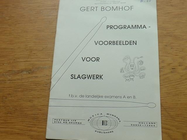 Gert bomhof - voorbeelden voor slagwerk, Muziek en Instrumenten, Bladmuziek, Klassiek, Drums of Percussie, Les of Cursus, Ophalen of Verzenden