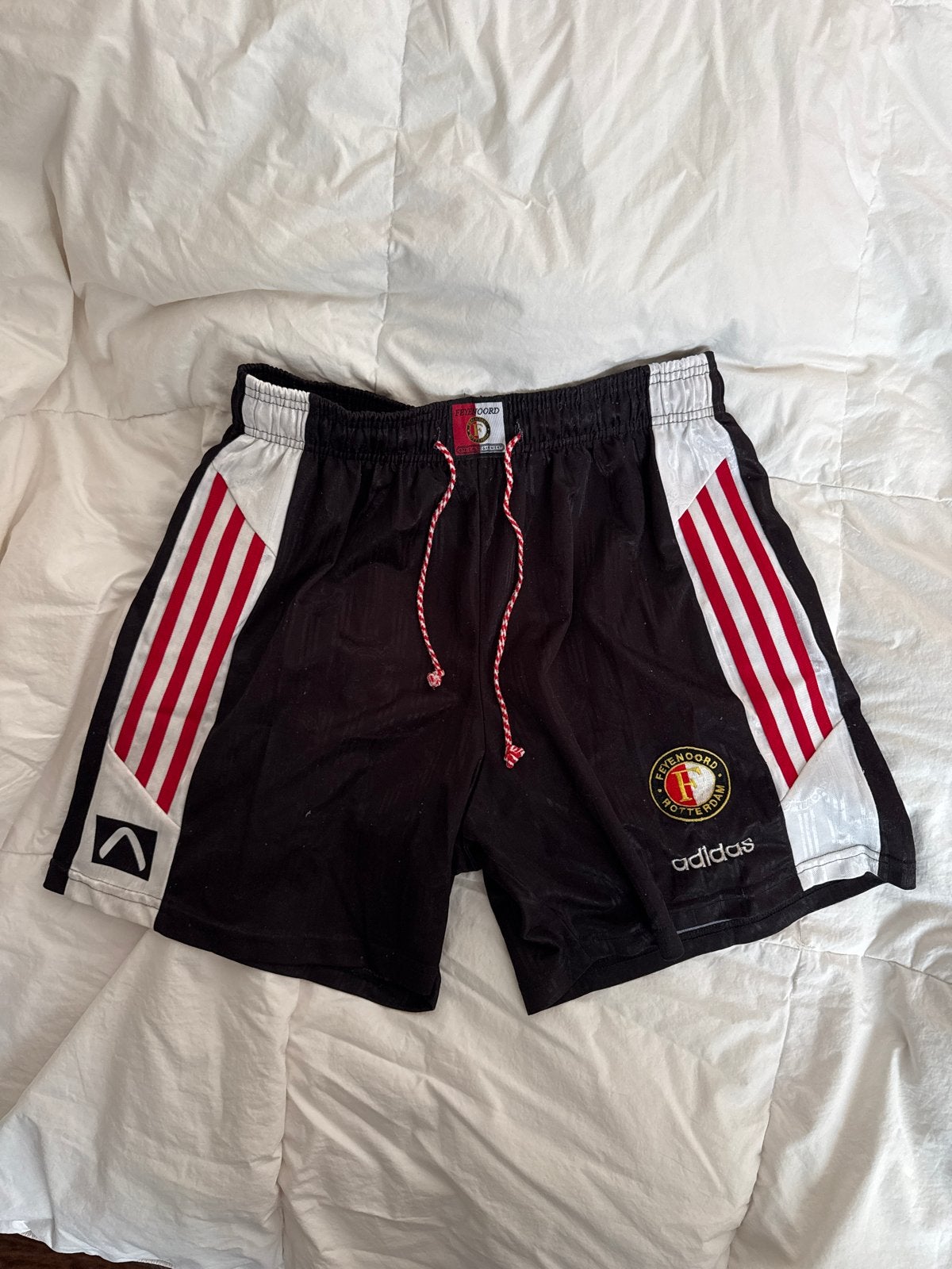 Vintage Feyenoord Adidas Broekje Shorts 1996-1997 XL, Verzenden, Zwart, Maat 56/58 (XL), Voetbal