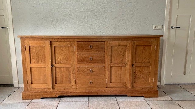 Teakhout Dressoirkast 203 x 50 x 94 cm, Ophalen, Gebruikt, Met deur(en), Neutraal