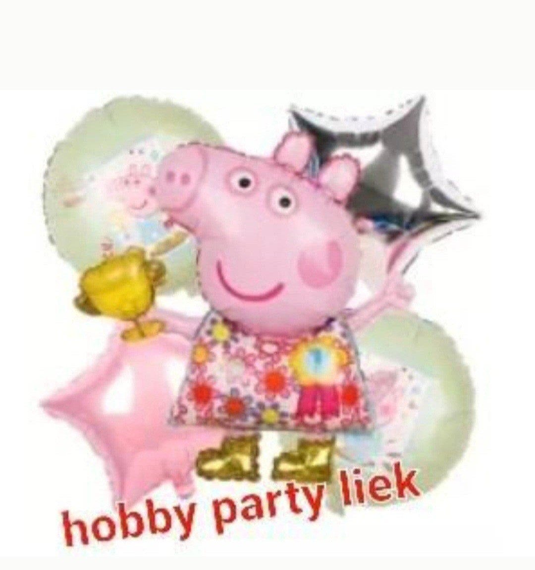 peppa pig 5 dergelijke set ballonnen nr P646f, Hobby en Vrije tijd, Ophalen of Verzenden, Nieuw, Versiering, Verjaardag
