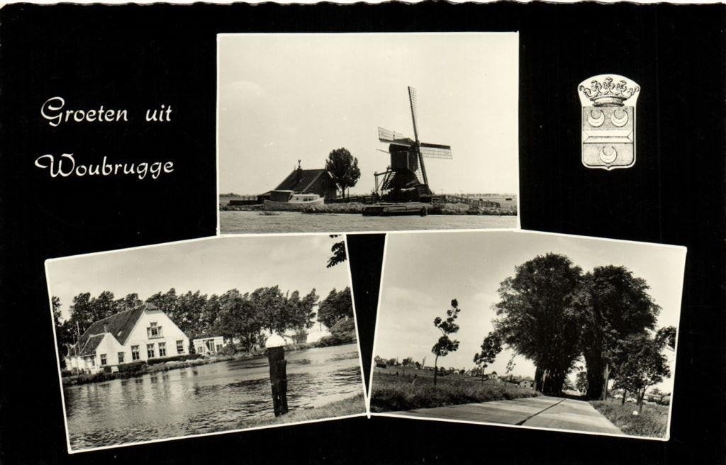 Groeten uit Woubrugge - 3 afb + wapen - 1961? gelopen, Ophalen of Verzenden, 1960 tot 1980, Gelopen, Noord-Brabant