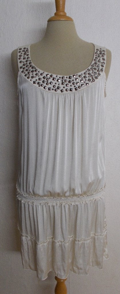 Mooi beige silk tuniek/jurkje van Hale Bob! M, Maat 38/40 (M), Verzenden, Beige, Zo goed als nieuw